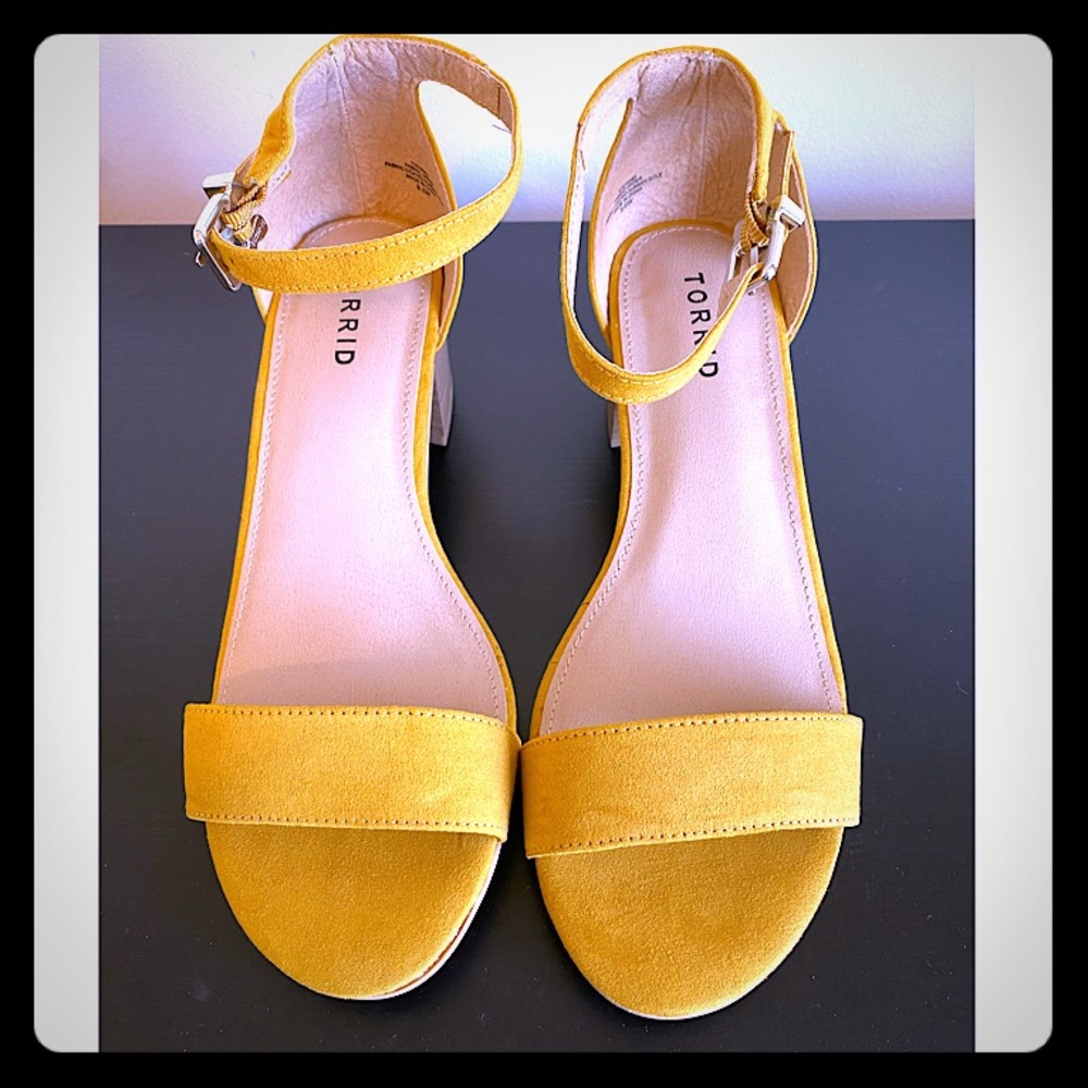 Fun Mustard Suede Heel Sandals